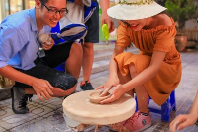 Bat Trang Pottery ancient village by Motorbike - Riding out from Hanoi: the Red River countryside intermission