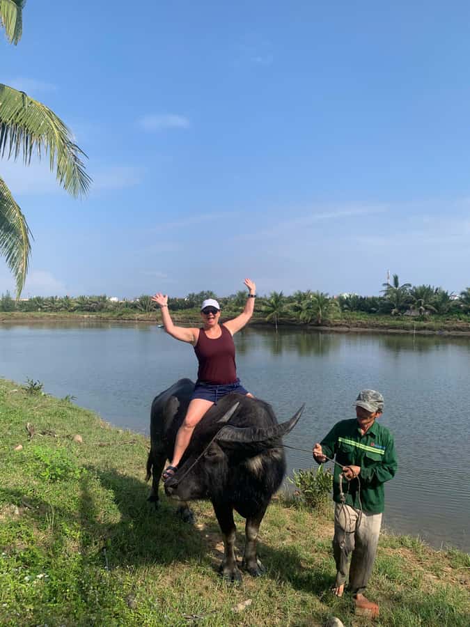 BUFFALO RIDING -BASKET BOAT & BIKE TOUR-HOI AN - Hoi An countryside, minus the crowds: what this bike-buffalo-lantern day really feels like