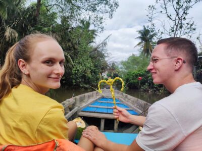 Cai Rang and Phong Dien Floating Market Explore Mekong Delta - Breakfast on the river: coffee, coconut, and typical Vietnamese comfort