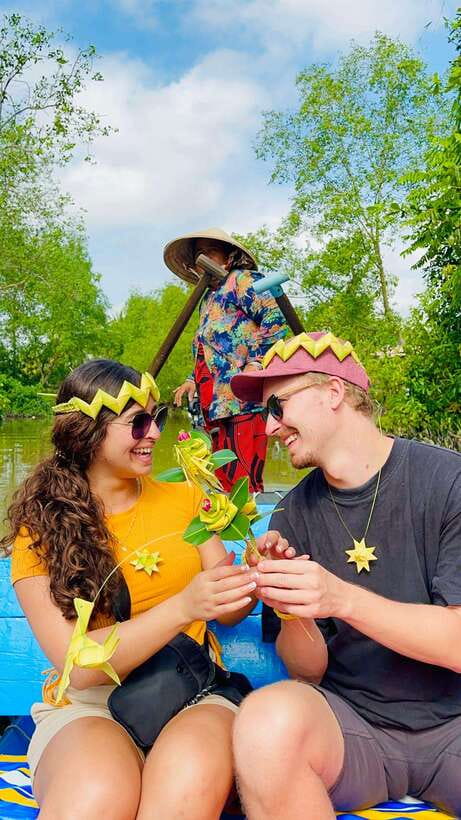 Can Tho: Authentic Floating Market, Wild Canal system, Cocoa - Floating market breakfast: noodle boats, coffee, and fruit cuts