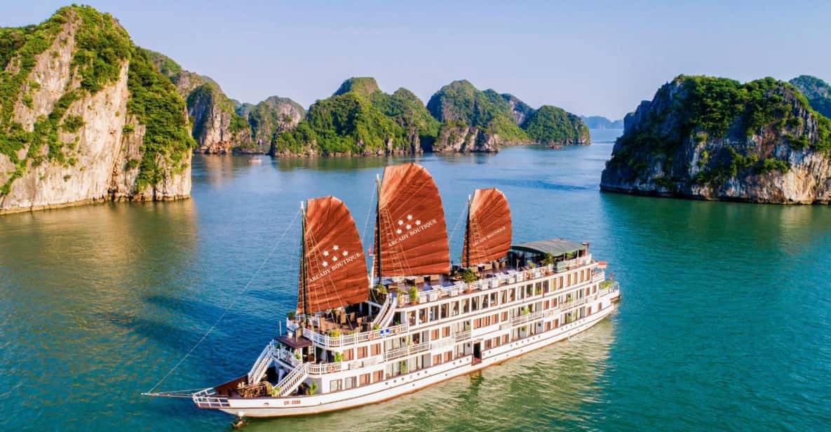 From Hanoi: 2D1N Ha Long Bay by Arcady Boutique Cruise - Day 1: Luon Cave by kayak or bamboo boat, then Titop Island